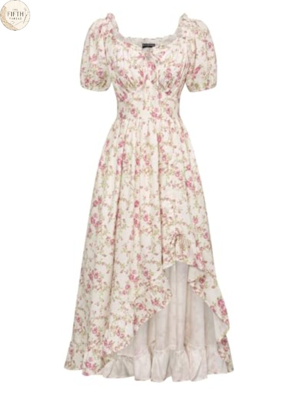 Scarlet Darkness Renaissance Corset Dress High Low Ruffle Puff Sleeve